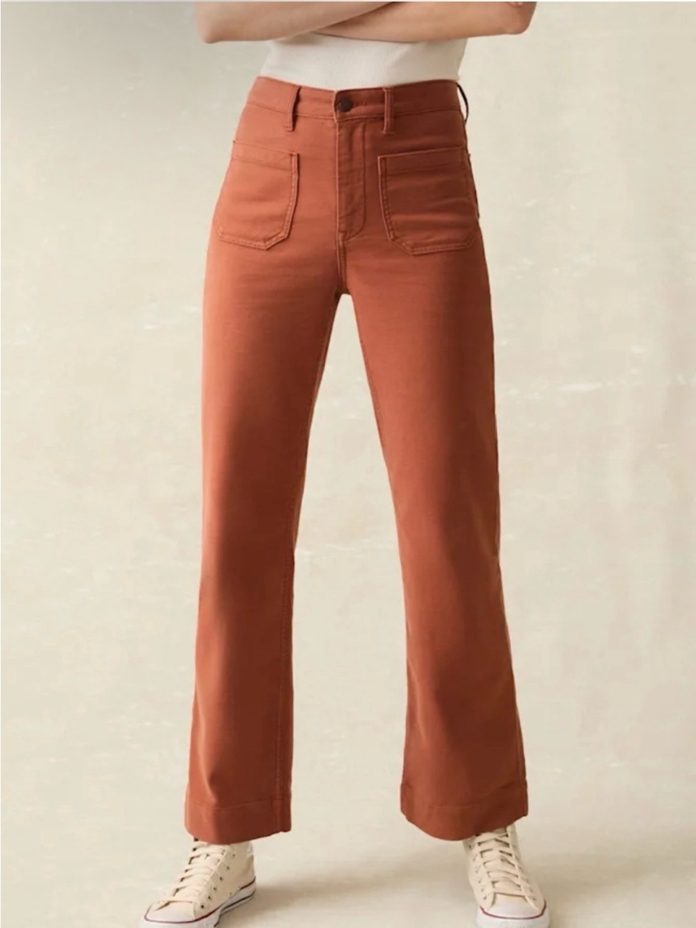 Faherty Women's Stretch Terry Patch Pocket Pant Size 27 Russet Orange